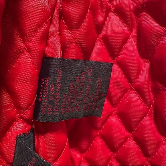 RALPH Ralph Lauren Genuine Leather Black Moto Jacket Quilted Red Lining Medium - Picture 14 of 16